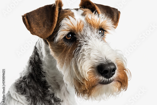 Energetic and Adorable: Wire Fox Terrier Dog on a White Background