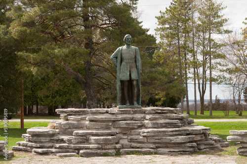 Exploirer Jean Nicolet Statue At Wequiock Falls Park In Bay Settlement, Wisconsin