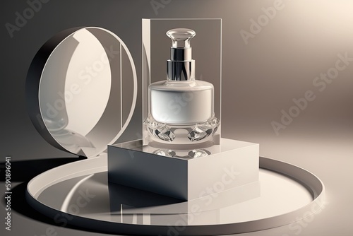 Wallpaper Mural perfume bottle and white box on a pastel background. Generative AI Torontodigital.ca