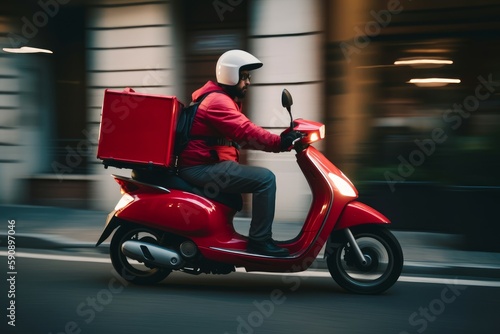 Delivery boy scooter. Generate Ai