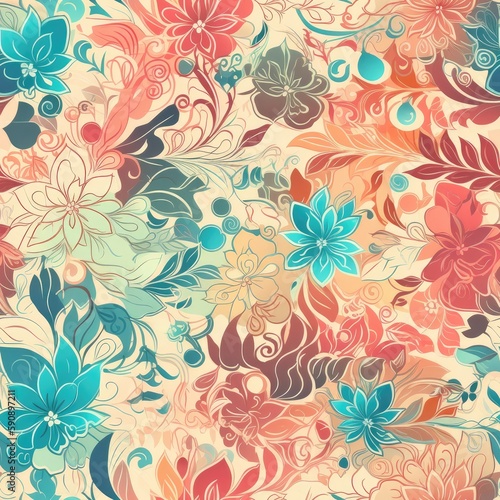 Bold and expressive floral seamless pattern, featuring eye-catching and vibrant designs that are perfect for making a statement with your designs.