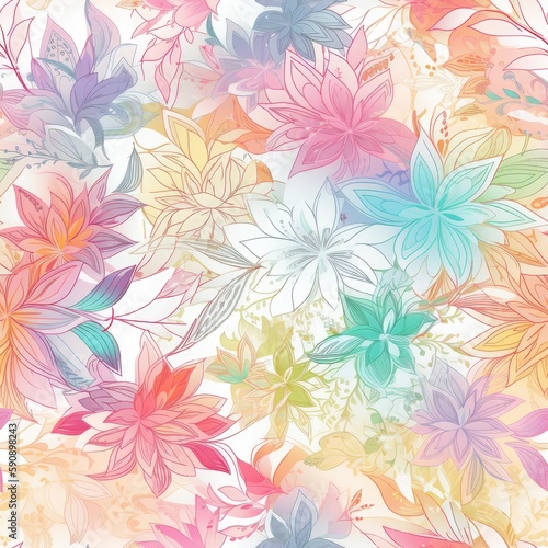 Vibrant and colorful floral seamless pattern  perfect for adding a touch of liveliness to any design project.
