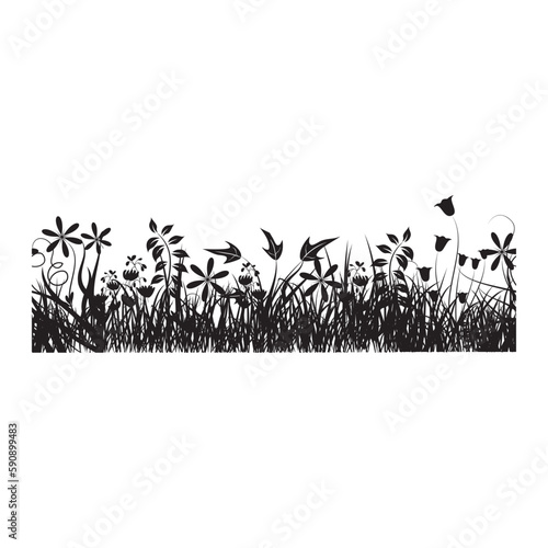 silhouettes of grass and plants