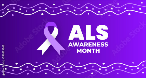 ALS Awareness Month background or banner design template. Amyotrophic lateral sclerosis background.