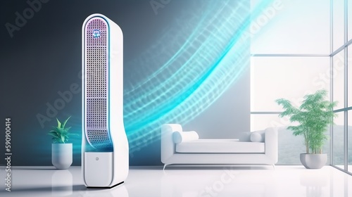 Air purifier or air conditioner mockup. Generative AI