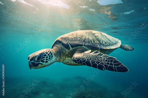 Sea turtle swim. Generate Ai