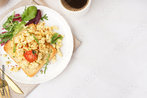 Plate with tasty scrambled ...