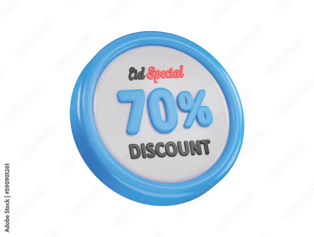 Eid special 70 percent discount offer icon 3d rendering vector illustration