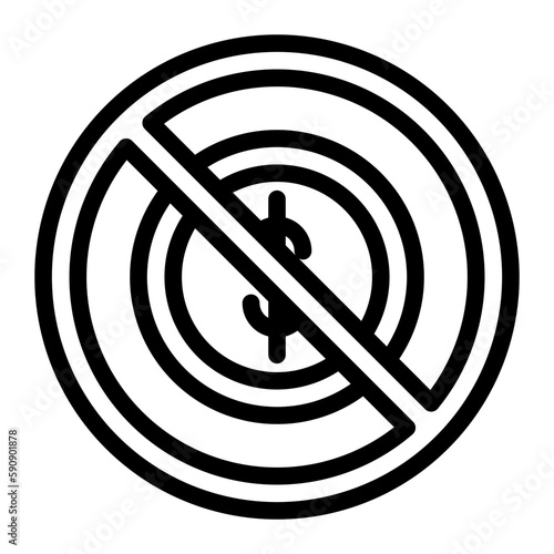 no coin line icon