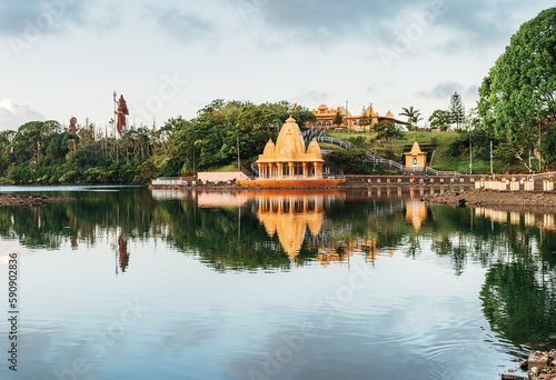 Grand Bassin Temple (Ganga Talao) - a sacred place for pilgrimage of hindu people in the district of Savanne, Mauritius. © Soloviova Liudmyla