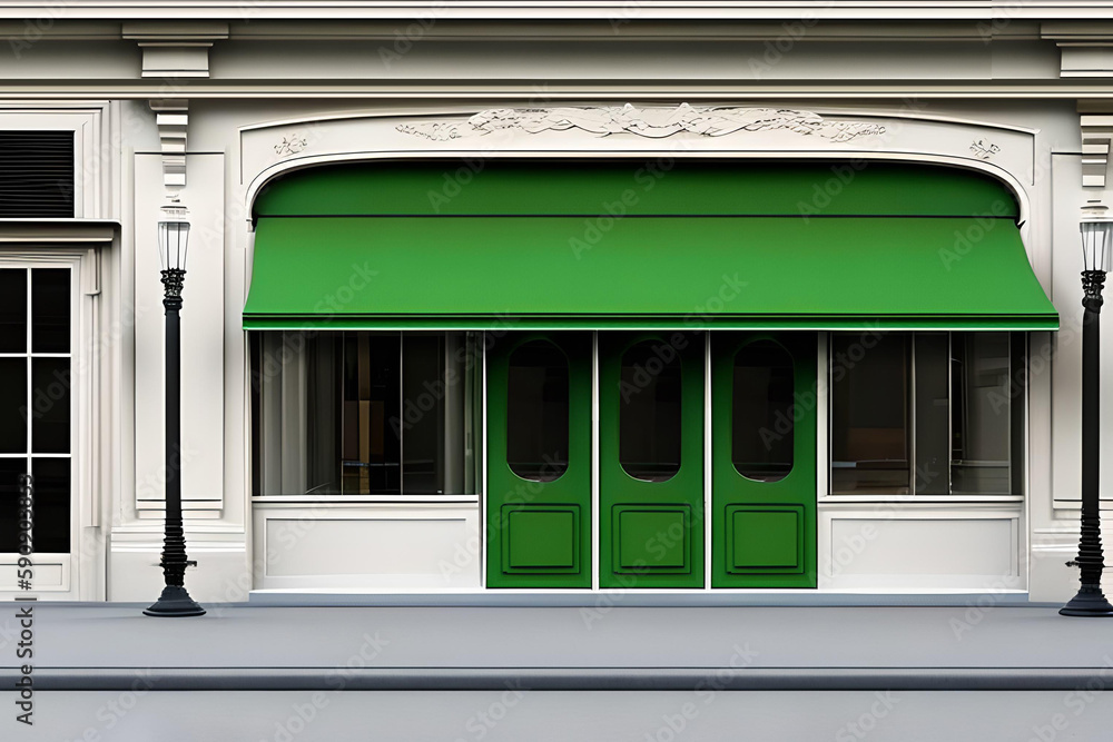 AI generated render of a blue storefront template , commercial