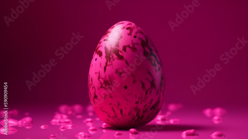 Easter Egg Pink Background Illustrated Fantasy Art With Generative AI Technology
