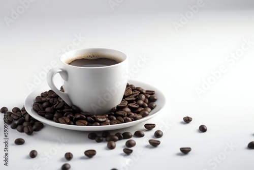 cup of coffee and coffee beans dynamic background