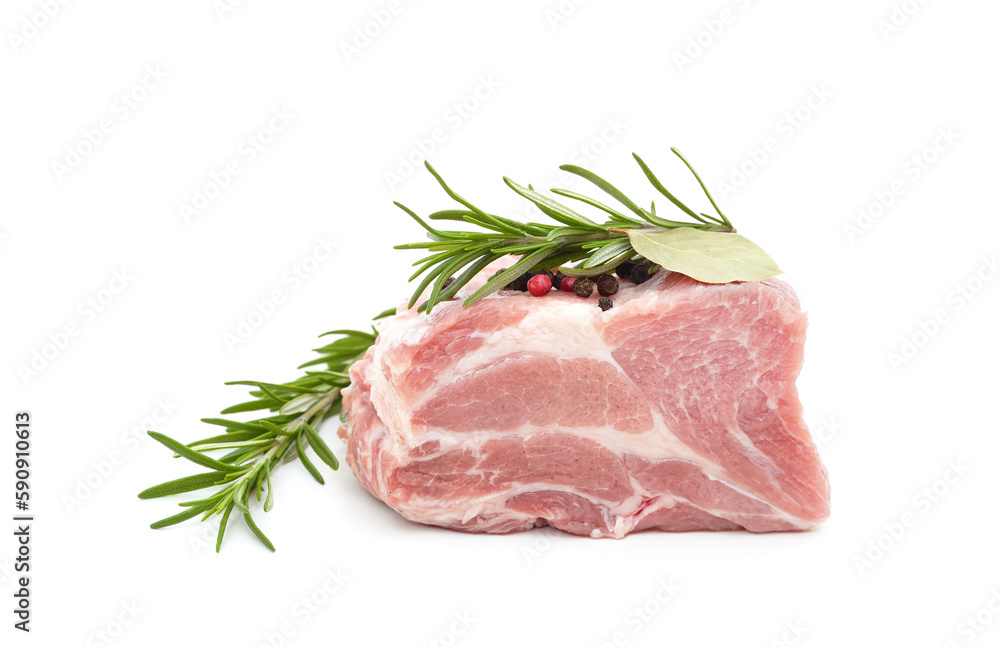 Raw meat steak with rosemary. Raw meat steak with rosemary.