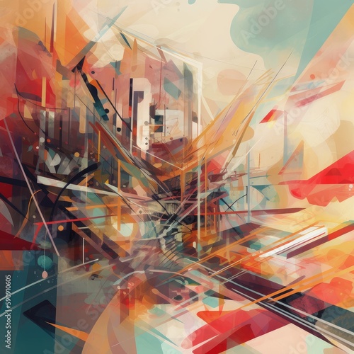 Abstract modernism style Wall art painting, ai generative