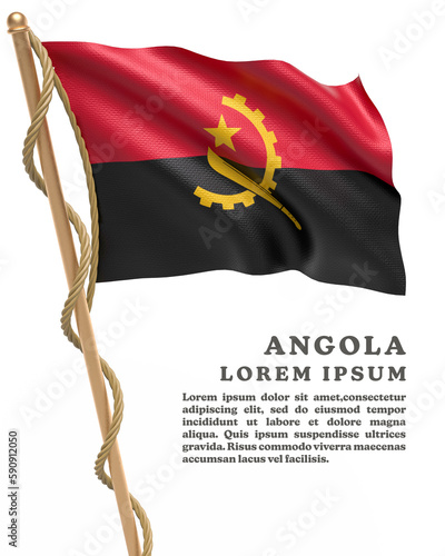 White Backround Flag Of  ANGOLA photo