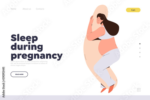 Landing page design template with sleep during pregnancy tips and selling special orthopedic pillow