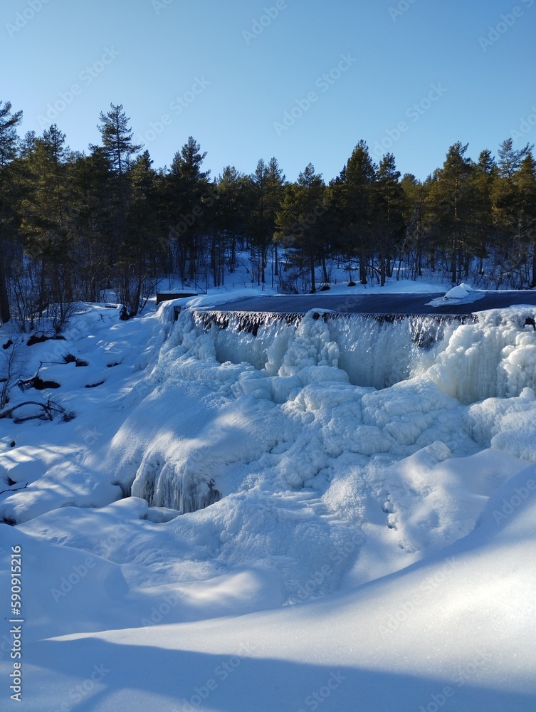 Frozen water in Norway forest