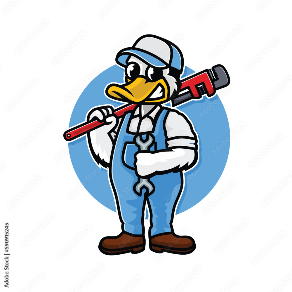 Naklejka premium duck mascot pumbling cartoon character design