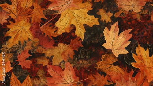 Autumn Leaves Seamless Repeating Texture  Generative AI