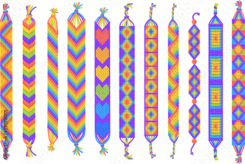 Rainbow bracelets. LGBT bracelet, diy beading friendship wristband colorful thread gay symbol for pride or hippie festival,