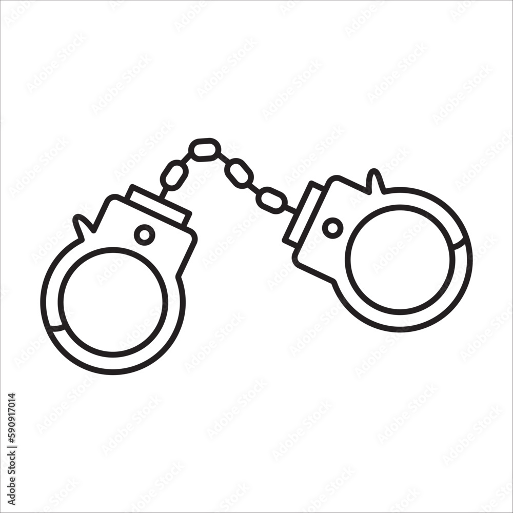 Handcuff vector icon. Handcuffs flat sign design. Cuffs symbol pictogram. Police handcuffs isolated icon. UX UI icon Handcuff vector icon. Handcuffs flat sign design. Cuffs symbol pictogram. Police handcuffs isolated icon. UX UI icon
