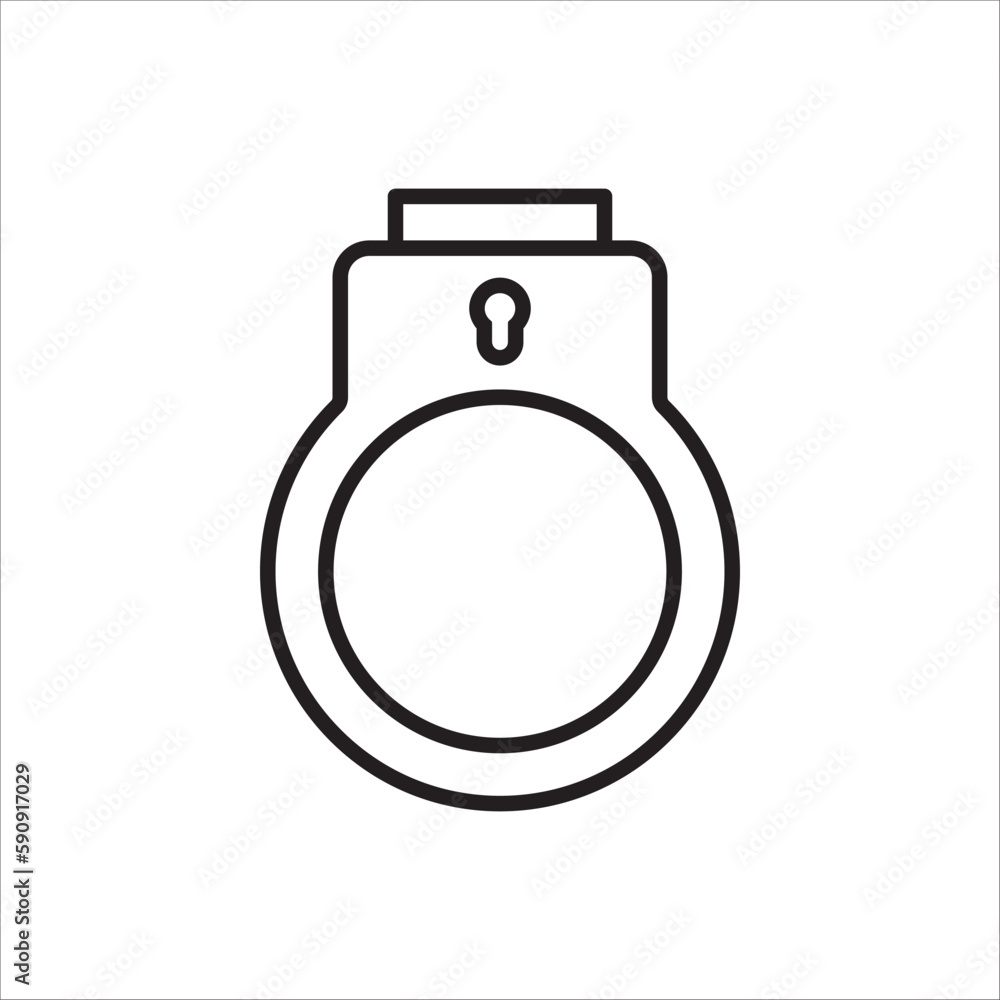 Handcuff vector icon. Handcuffs flat sign design. Cuffs symbol pictogram. Police handcuffs isolated icon. UX UI icon Handcuff vector icon. Handcuffs flat sign design. Cuffs symbol pictogram. Police handcuffs isolated icon. UX UI icon