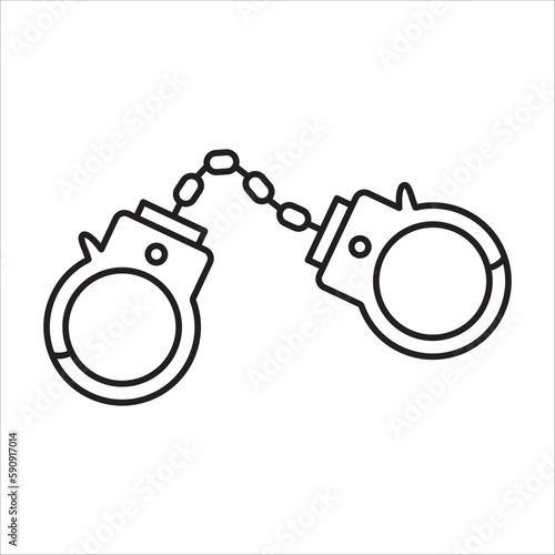 Handcuff vector icon. Handcuffs flat sign design. Cuffs symbol pictogram. Police handcuffs isolated icon. UX UI icon