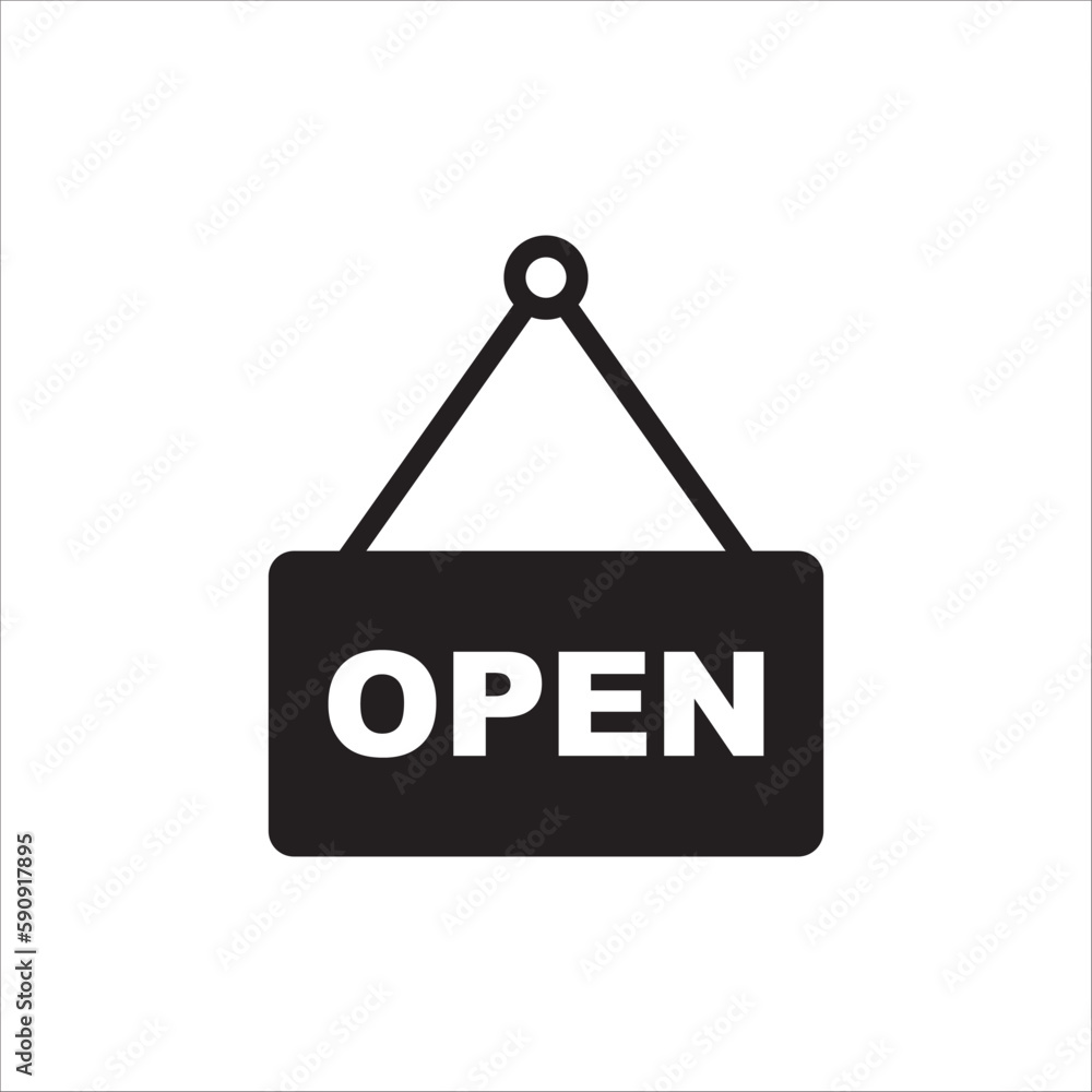 Open vector icon. Open flat sign design. Open signboard symbol pictogram. Illustration of nameplate icon. UX UI icon Open vector icon. Open flat sign design. Open signboard symbol pictogram. Illustration of nameplate icon. UX UI icon