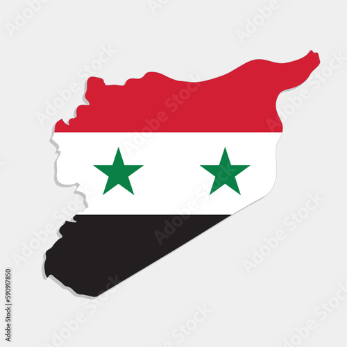 syria map with flag on gray background photo