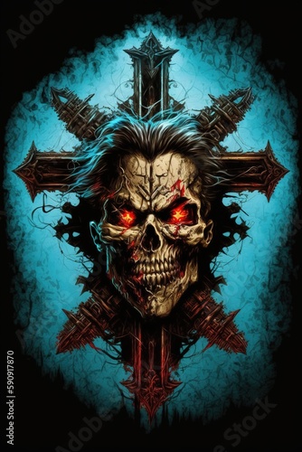 demonic skull on the cross 