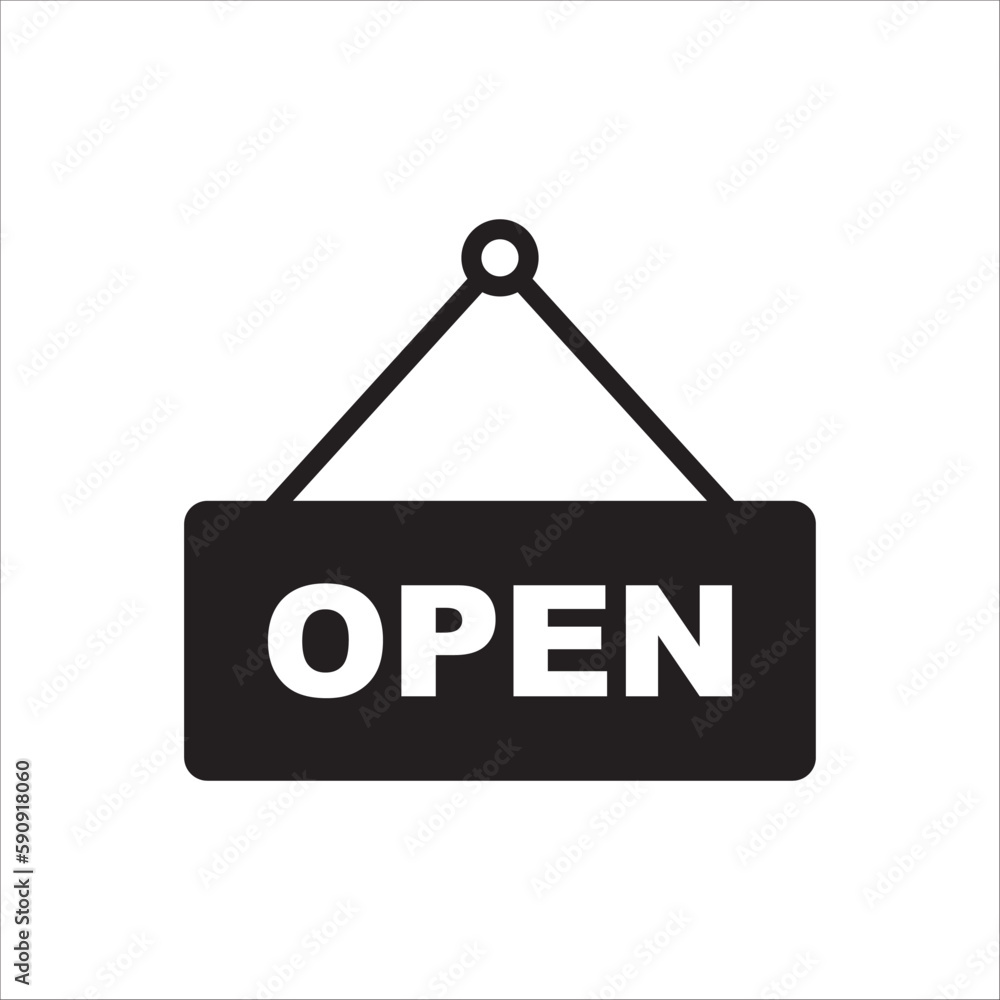 Open vector icon. Open flat sign design. Open signboard symbol pictogram. Illustration of nameplate icon. UX UI icon Open vector icon. Open flat sign design. Open signboard symbol pictogram. Illustration of nameplate icon. UX UI icon