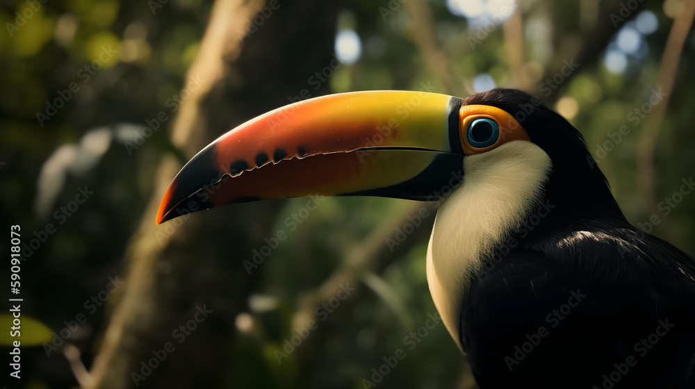 A colorful toucan in its natural habitat. Generative AI A colorful toucan in its natural habitat. Generative AI