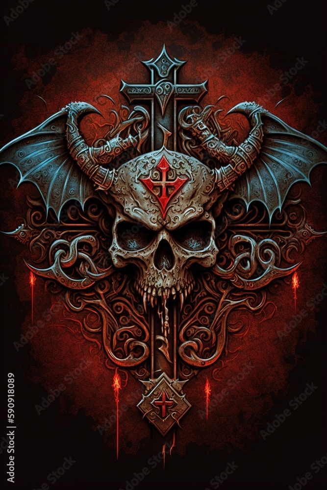 demonic skull on the cross
