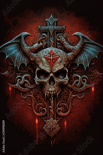 demonic skull on the cross 