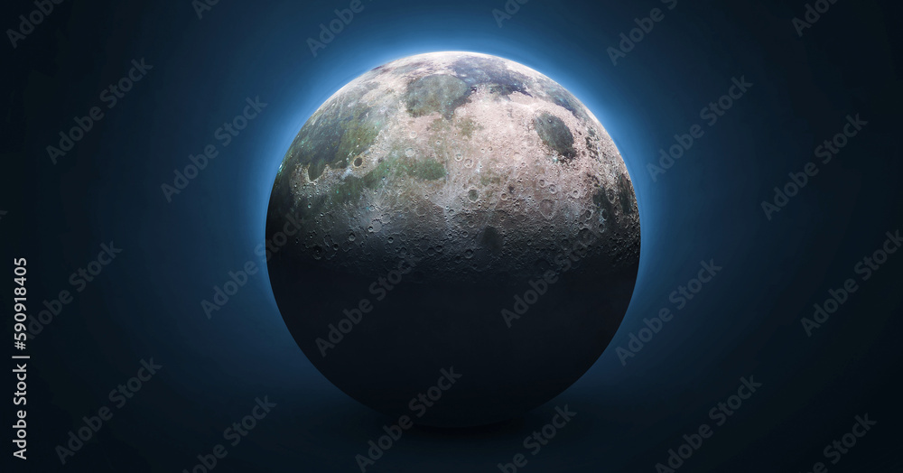 Moon sphere on black background. Future Artemis mission from Earth planet on Moon satellite. Return of astronauts. Elements of this image furnished by NASA - obrazy, fototapety, plakaty 