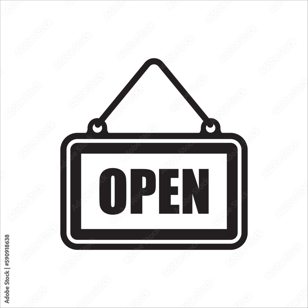 Open vector icon. Open flat sign design. Open signboard symbol pictogram. Illustration of nameplate icon. UX UI icon Open vector icon. Open flat sign design. Open signboard symbol pictogram. Illustration of nameplate icon. UX UI icon