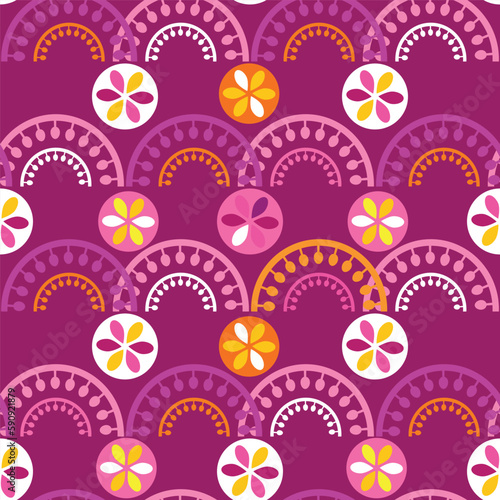 Happy Cinco de mayo template  seamless pattern with guitar, sombrero, pepper, firework, pattern  Translation from spanish - Cinco de Mayo - May 5 federal holiday in Mexico.Vector illustration 