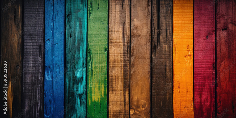 Rainbow wooden planks background. Colorful wooden texture. Rainbow wood ...