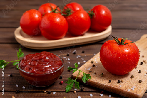 Bowl of ketchup or tomato sauce