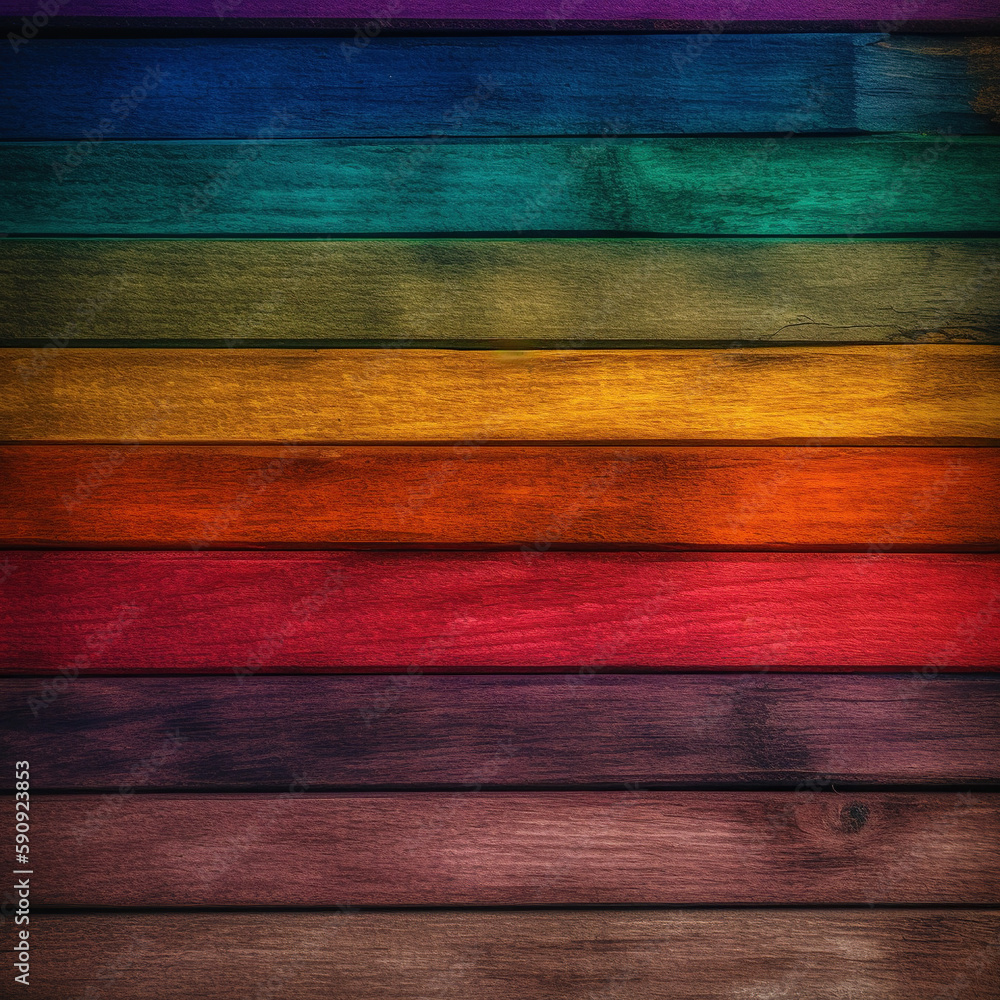 Rainbow wooden planks background. Colorful wooden texture. Rainbow wood