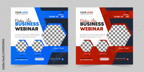 Editable business webinar conference square social media post and digital marketing promotion advertising banner design template