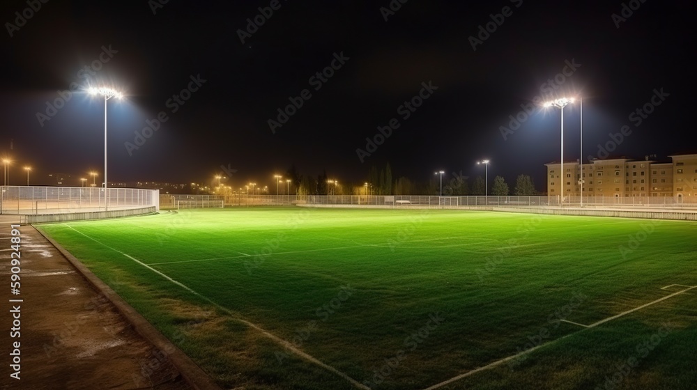 illustration, stadium illuminated by spotlights and empty, ai generative illustration, stadium illuminated by spotlights and empty, ai generative