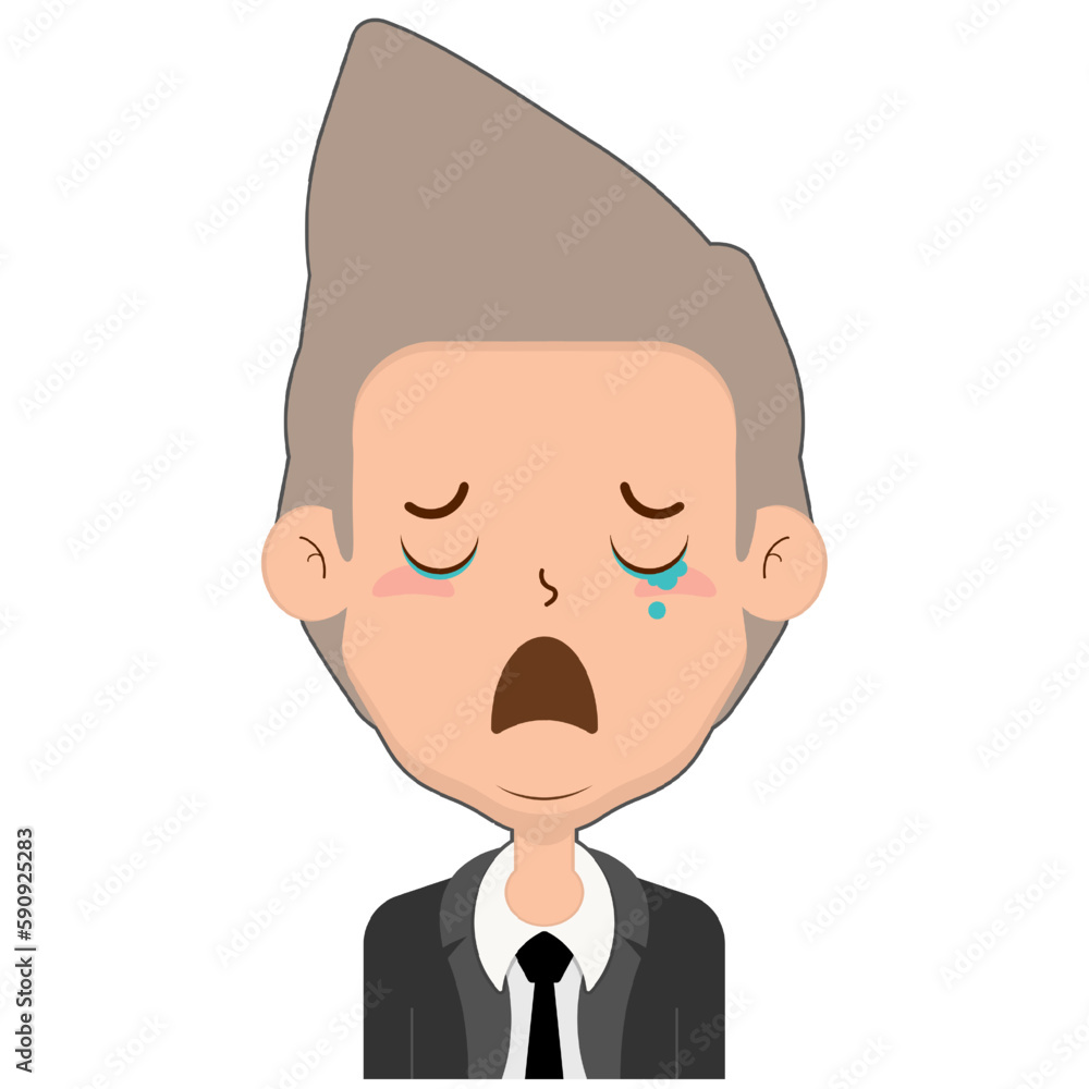 business man crying and scared face cartoon cute	
