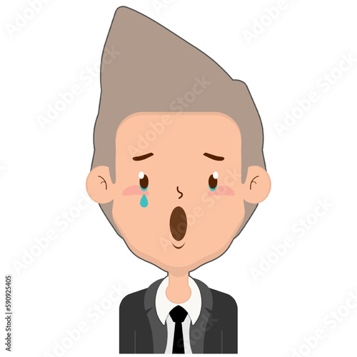 business man crying and scared face cartoon cute 