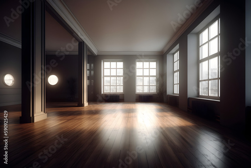 Minimalist Interior of empty room. Generative AI