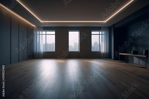  Modern Empty Room. Generative AI photo