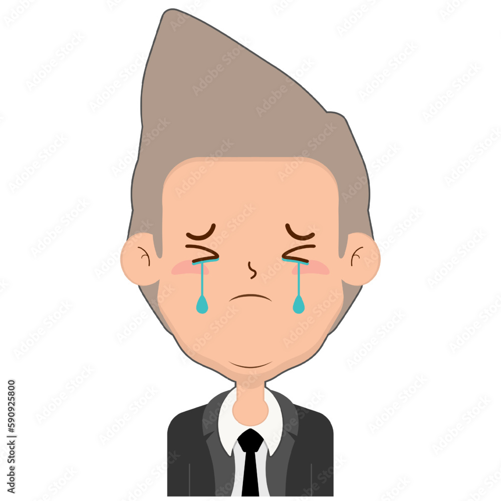 business man crying and scared face cartoon cute	