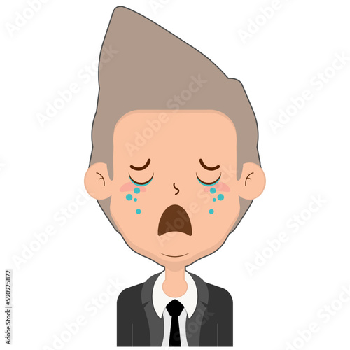 business man crying and scared face cartoon cute 