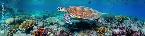 illustration  sea turtle  website header  ai generative